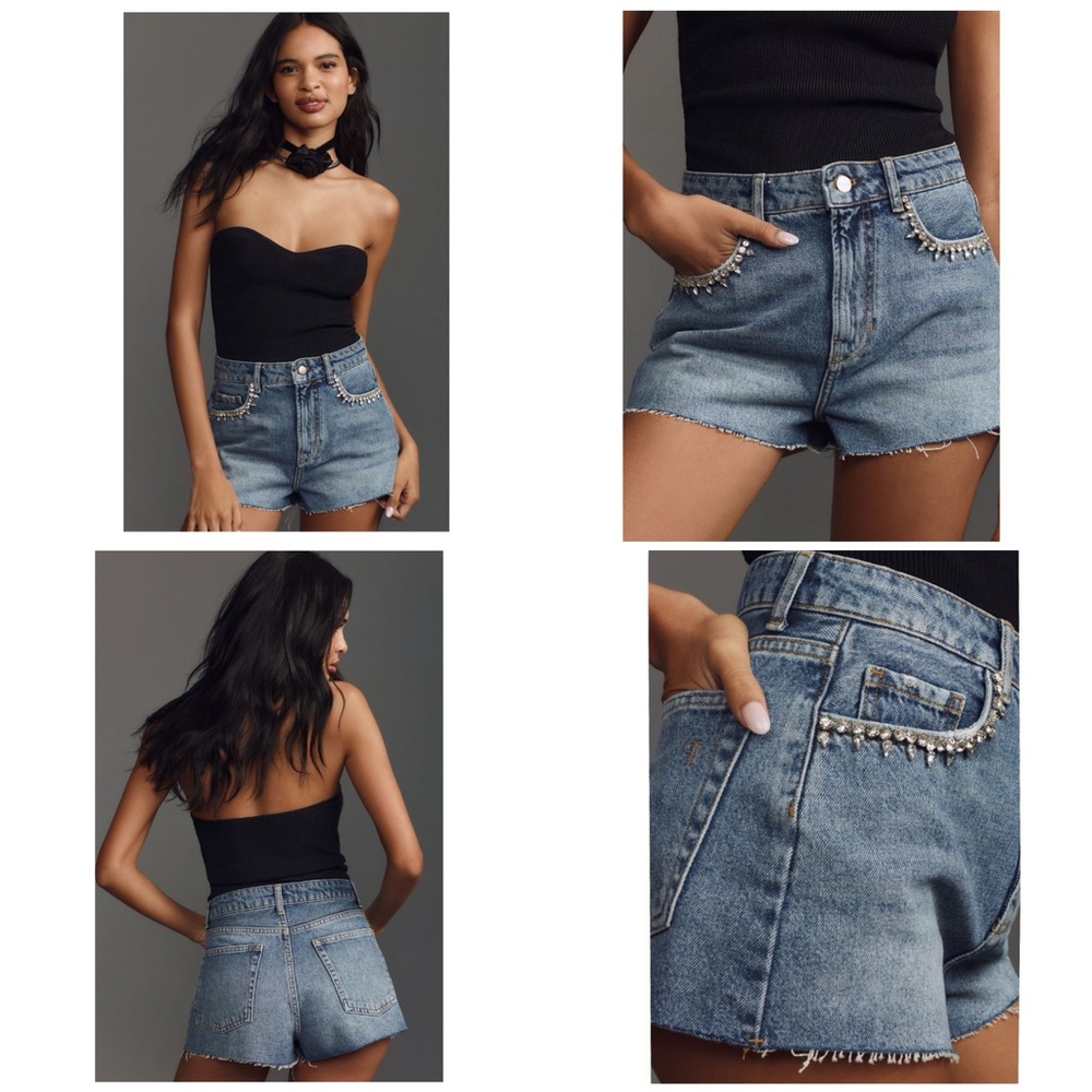 NWT Anthropologie Pilcro Lover Embellished Denim Shorts